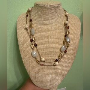 Express Gold and Bead Accents Long Necklace